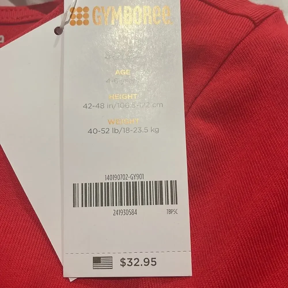Gymboree S 5/6 red short sleeve dress sequined heart on chest nwt 100 cotton